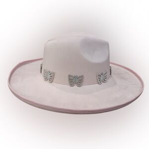 Pink Silver Rhinestone Butterflies Hat